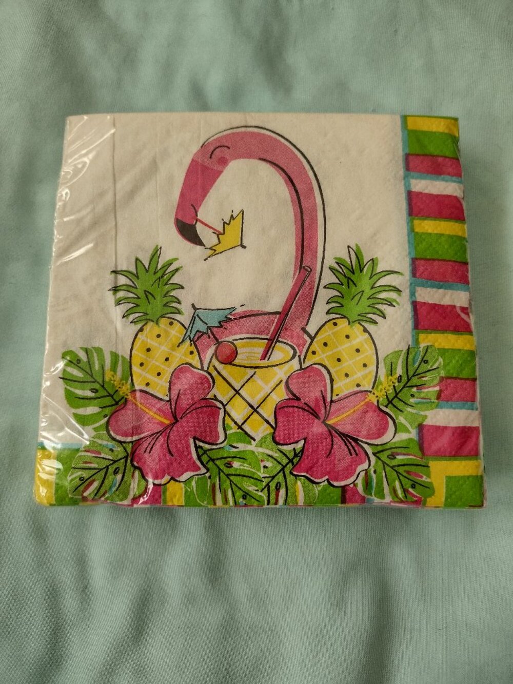 A 24 count of Premier Stylz Flamingo Pineapple Paper Beverage Napkins Brand New